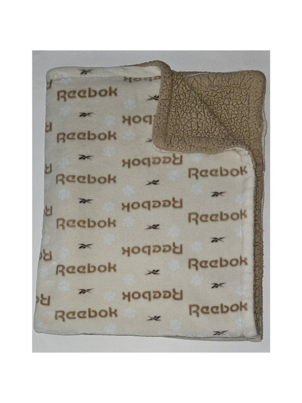 Reebok Brown Baby Blanket Throw Fleece Sherpa 40x48